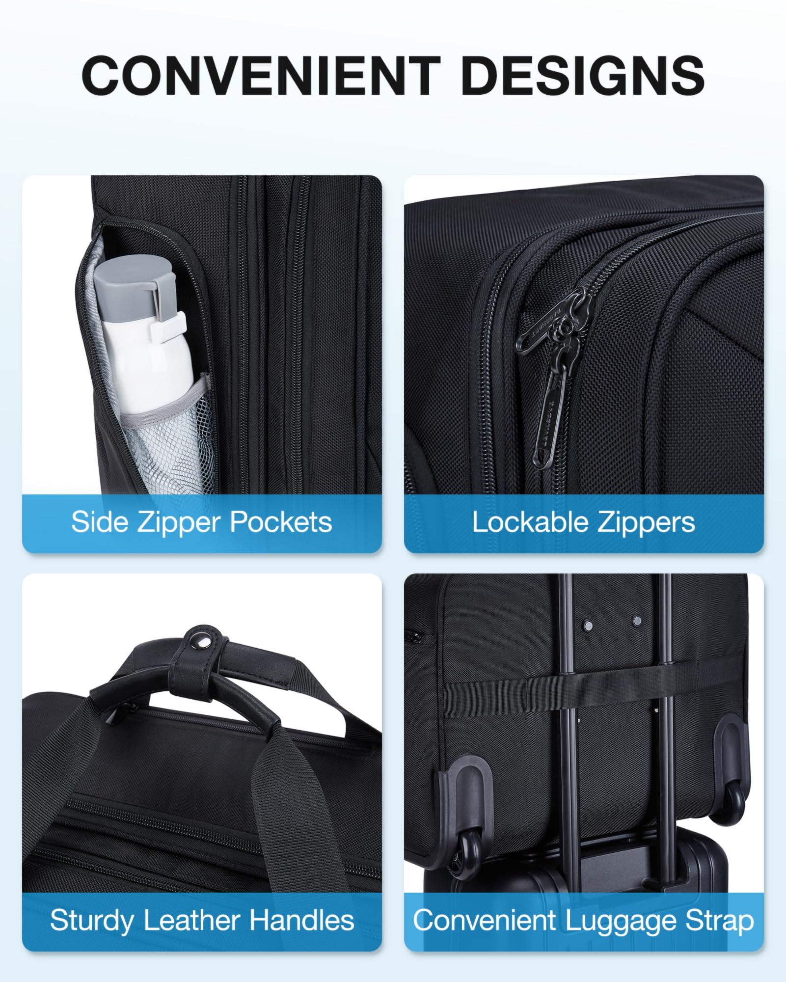 17.3 Inch Rolling Laptop Bag Women Men,Rolling Briefcase for Women with Wheels,Rolling Computer Bags Laptop Case for Work Travel Business,Black