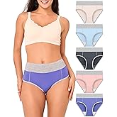 BAMBOO COOL Women's Underwear High Waisted Briefs Full Coverage Soft and Breathable Panties, 5-Pack