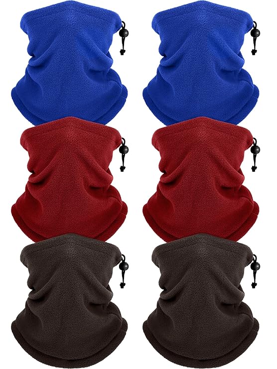 Buy 6 Pieces Drawstring Warm Winter Fleece Neck Gaiter Double Layer