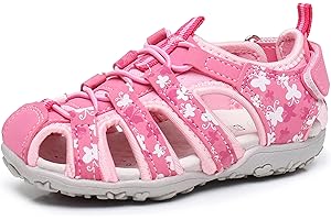 Apakowa Kids Girls Soft Sole Closed Toe Sandals Summer Shoes with Arch Support (Toddler/Little Kid)