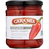 Cara Mia - Hand Grilled Piquillo Peppers, 14.75 Oz (418g) (Pack of 12) | Hand grilled, with a distinct smoky, sweet taste with little heat. For sandwiches, breads, cheese, and meats.
