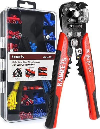 KAIWEETS Wire Stripper Crimper Set 3-in-1 10-24 AWG Auto 261 PCS Terminals
