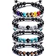Tatuo 4 Pcs Lava Rock Bracelet for Men Bead Chakra Essential Oil Diffuser Bracelets Jewelry Gift