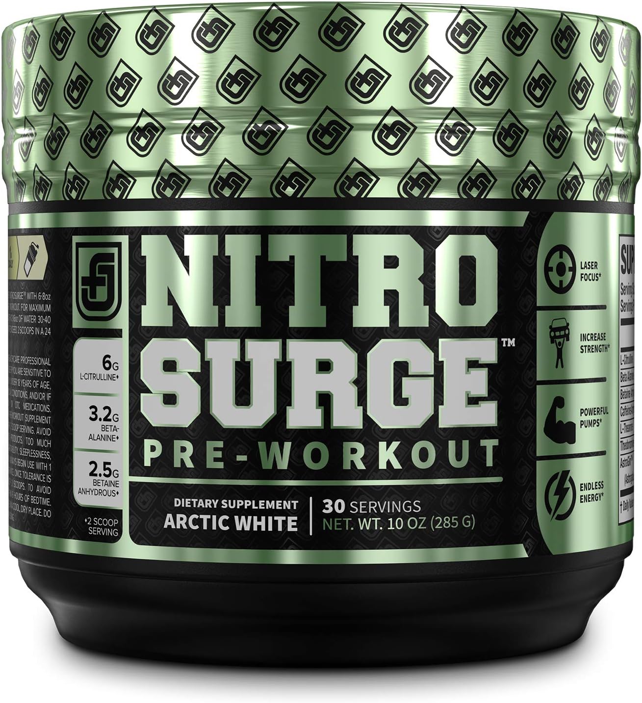 NITROSURGE Pre Workout Supplement - Energy Booster, Instant Strength Gains, Clear Focus, Intense Pumps - Nitric Oxide Booster & Powerful Preworkout Energy Powder - 30 Servings, Arctic White: Health & Personal Care