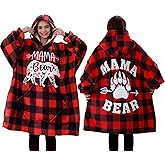 Mom Gifts, Christmas Birthday Gift for Mom from Daughter Son, Mama Bear Wearable Blanket Hoodie for Mother in Law, Mother to Be, New Mama, Wife, Women, Oversized Sherpa Fleece Blanket Sweatshirt