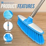 TDBS Soft Broom Indoor Sweeping Brush with Stainless Steel Handle Blue view 4