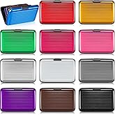 TaoBary 12 Pcs RFID Blocking Credit Cards Holder Mini Slim Aluminum Wallet Metal Business Card Case Credit wallet Protector ID Case for Women Men, Multicolor (Double Sided Stripes)