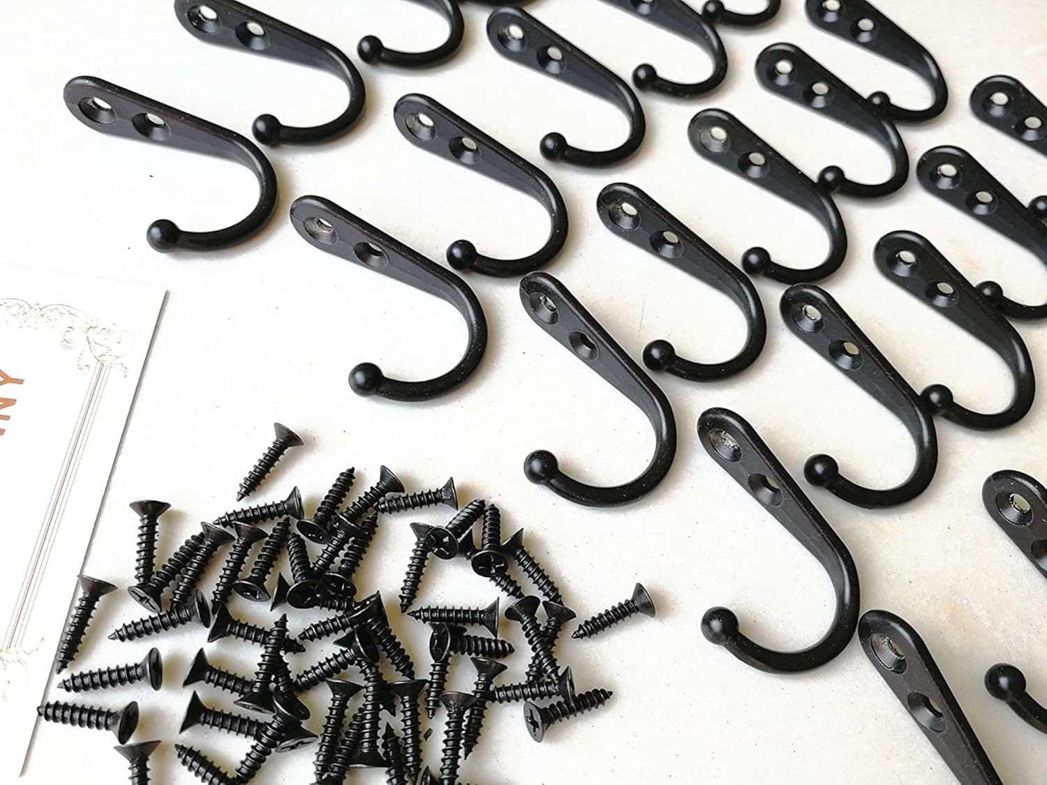 25 Pieces Wall Mounted Coat Hook Robe Hooks Cloth Hanger Coat Hanger Coat Hooks Rustic Hooks and 54 Pieces Screws for Bath Kitchen Garage Single Coat Hanger (Black Color): Home Improvement