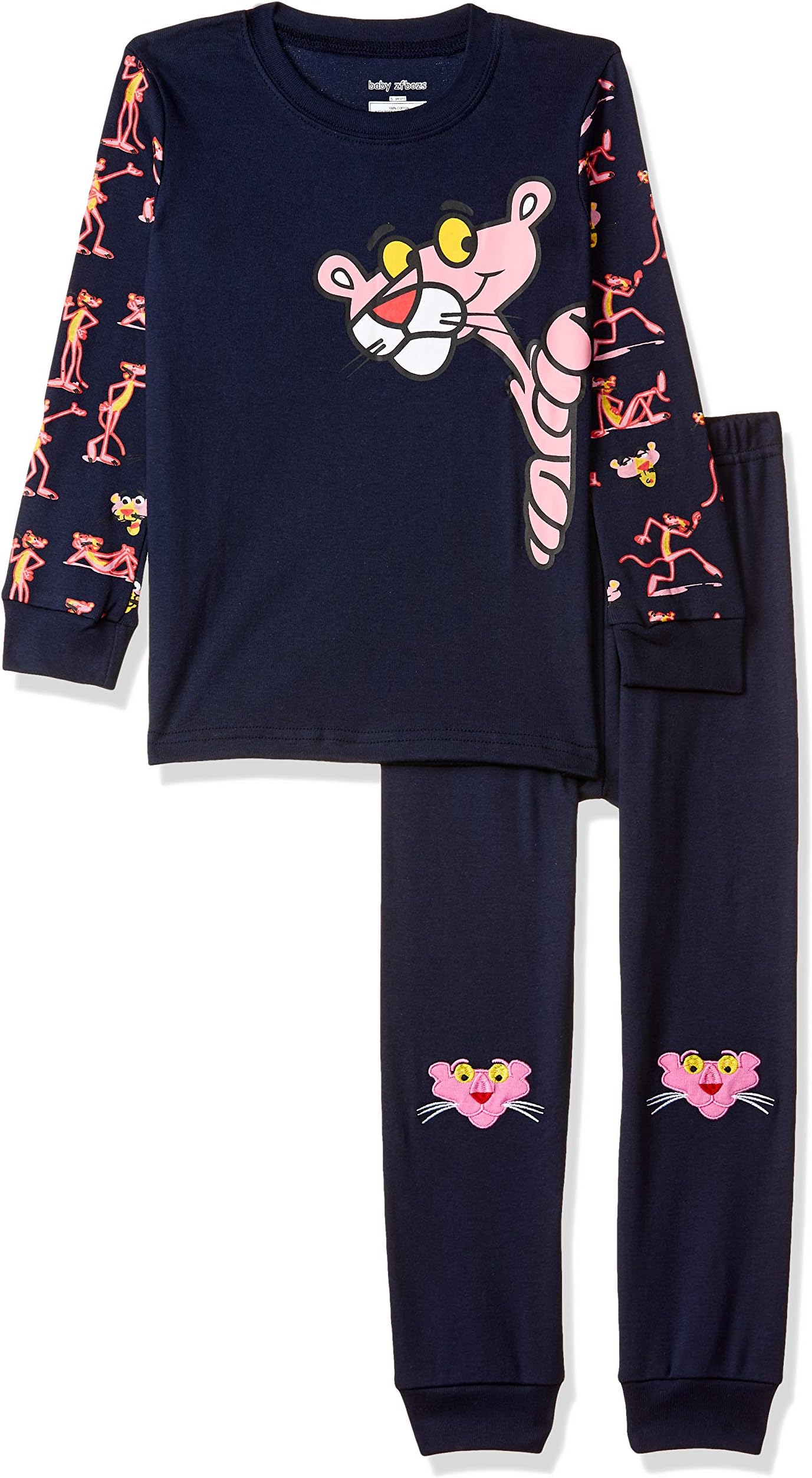 FBOBABY Hopscotch Boys Cotton Tiger Print T-Shirt and Pant Set in Navy Color