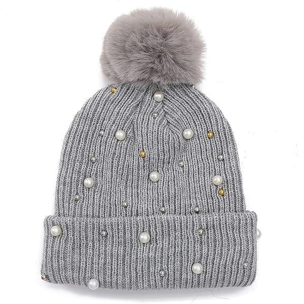 Womens Girls Winter Knitted Beanie Hat Faux Fur Ball Pom Pom  display picture 2