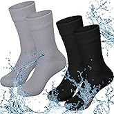 Jeyiour 2 Pairs Waterproof Socks Unisex Waterproof Breathable Outdoor Skiing Hiking Wading Fishing Socks for Men Women