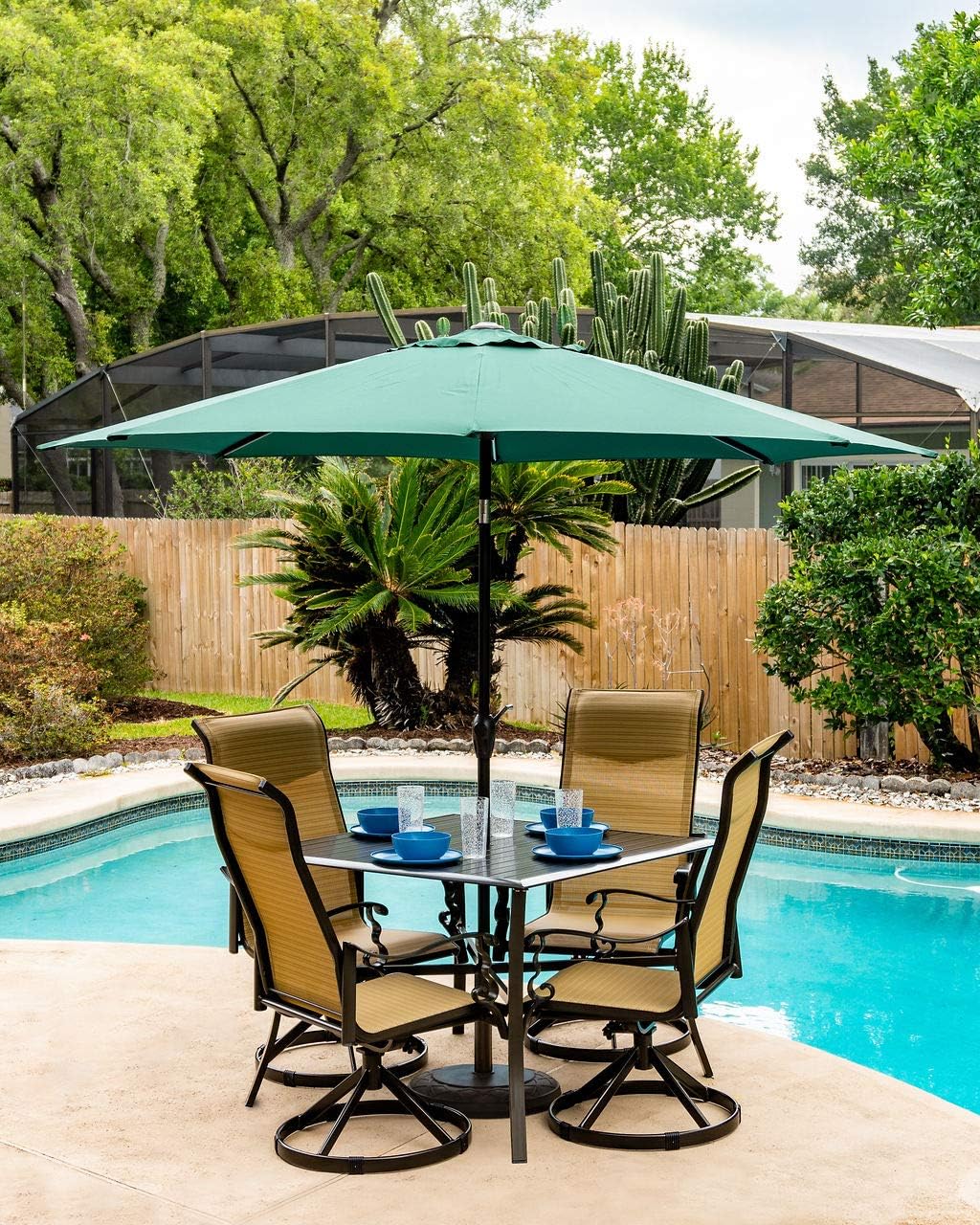 dark green outdoor umbrellas on Amazon Com Pebble Lane Living 9 Outdoor Patio Umbrella Tilt Crank Garden Outdoor