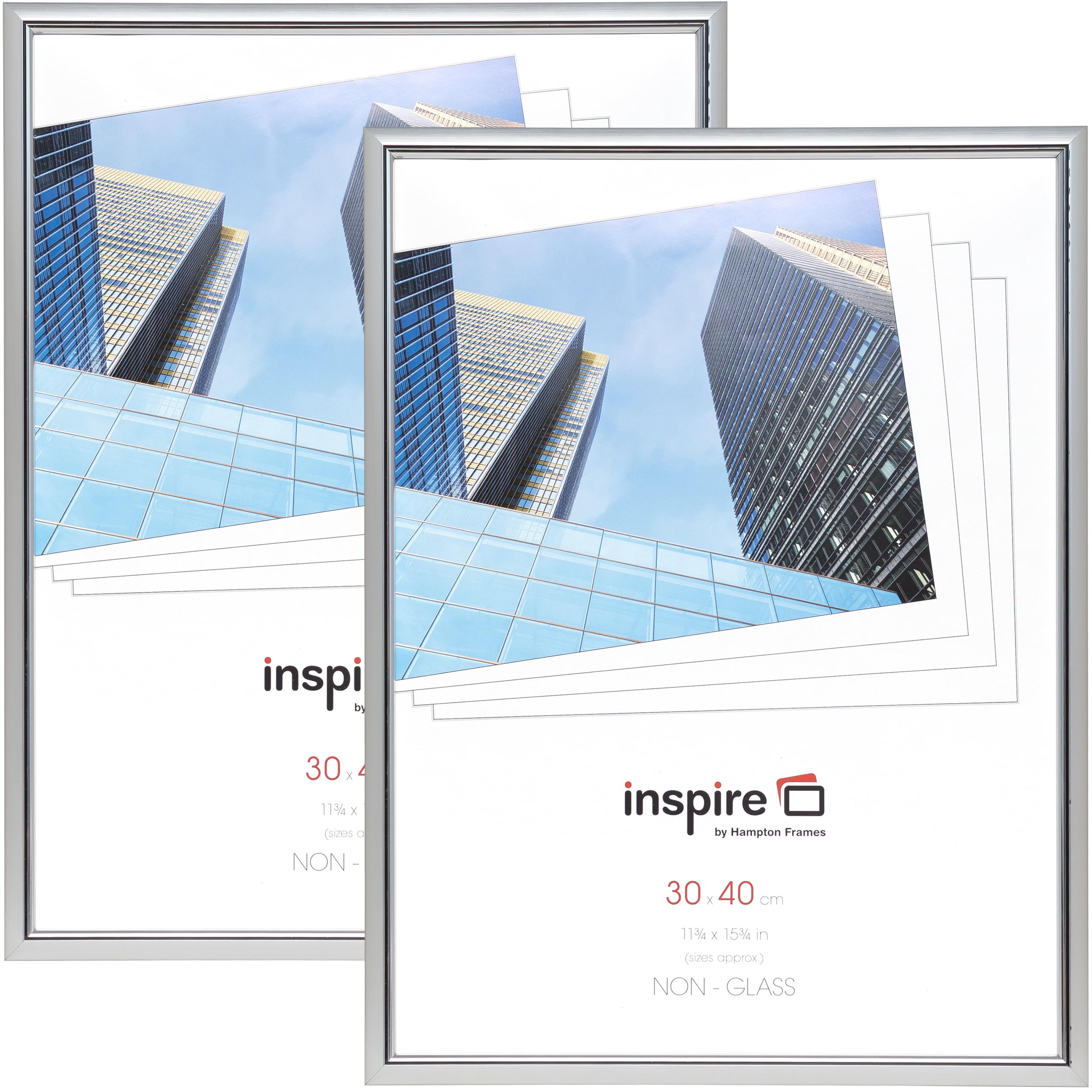 Hampton Frames EASYLOADER 30x40cm Silver Picture Poster Frame Acrylic (Non-Glass) EAS3040SVPX-2PK