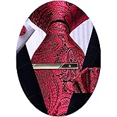 ROBERTO GABBANI Mens Silk Tie and Pocket Square Cufflinks Clip Set, Designer Woven Necktie Set for Wedding Business Prom