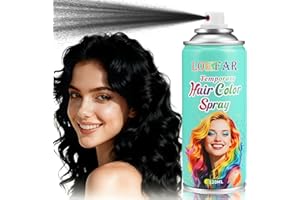 BEFIVECOK Black Hair Spray Temporary Hair Color Spray for Women Men, Washable Temporary Black Hair Dye Paint Wax Hairspray for Halloween Cosplay Festival Party Costume Makeup, 4.06 oz