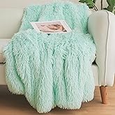 Mint Green Plush Throw Blanket – 50x60 Inch Soft & Cozy Faux Fur Blanket, Fuzzy Shaggy Couch Bed Cover for Living Room, Bedroom Decor – Gift for Women, Men, Him & Her