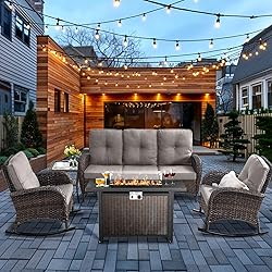 HUMMUH 5-Piece Patio Furniture Set with Fire