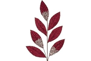 KI Store Burgundy Christmas Picks Spray Set of 6 Christmas Leaf Floral Stem for Christmas Tree Decoration Bouquet Tree Topper Flower Arrangement Decor