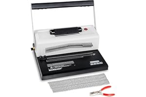 MAKEASY Spiral Coil Binding Machine with 46 Pins - Electric Coil Inserter - Adjustable Margin, 20 Sheet Punch Capacity, Metal