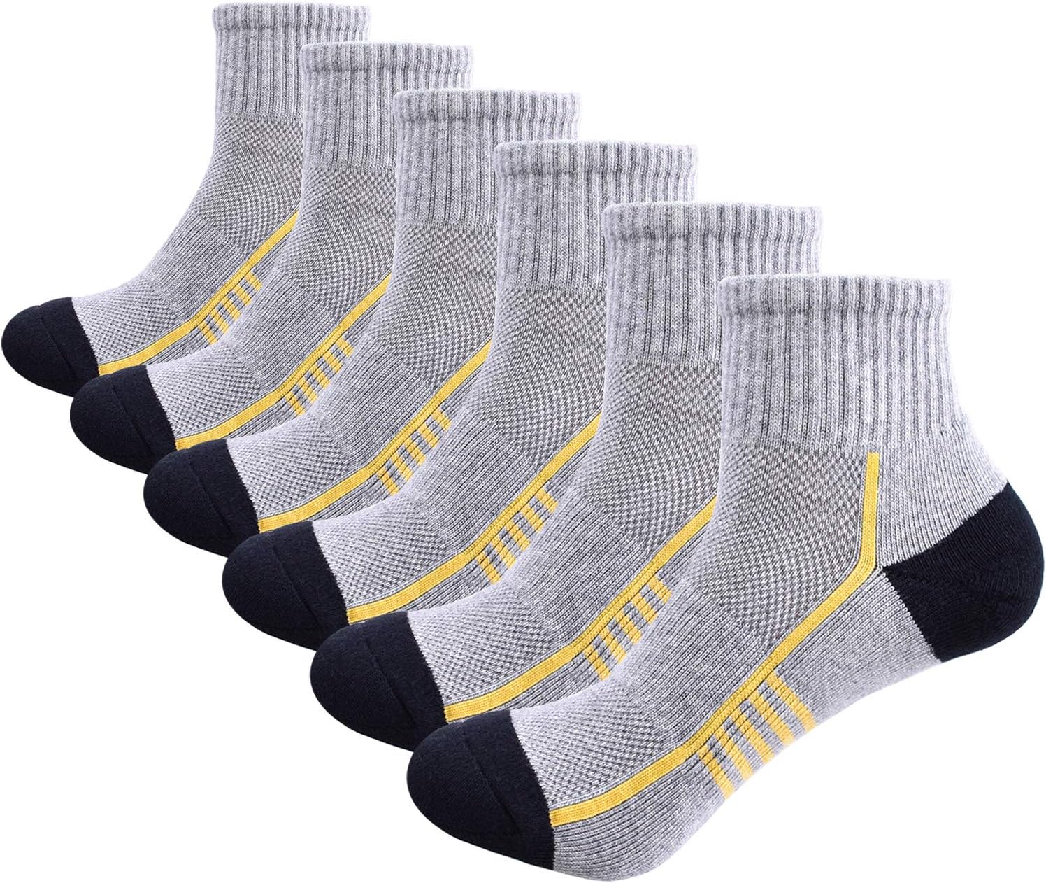 Men's Athletic Quarter Socks Performance Cotton Thick Cushioned Running High Ankle Socks(6 Pack)