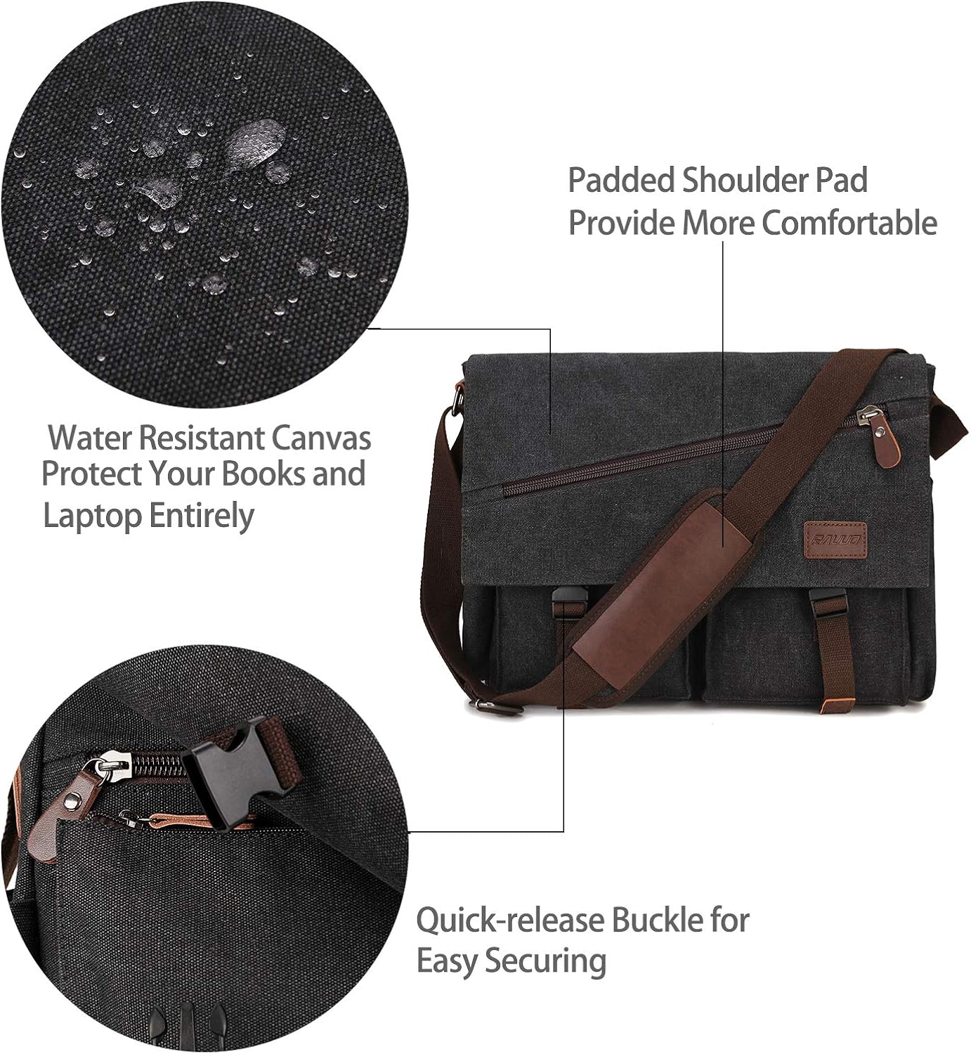 Messenger Bag For Men,Water Resistant Unisex Canvas Shoulder Bag Fits 14 Inch Laptop School Satchel Book Bag for Work and College: Shoes
