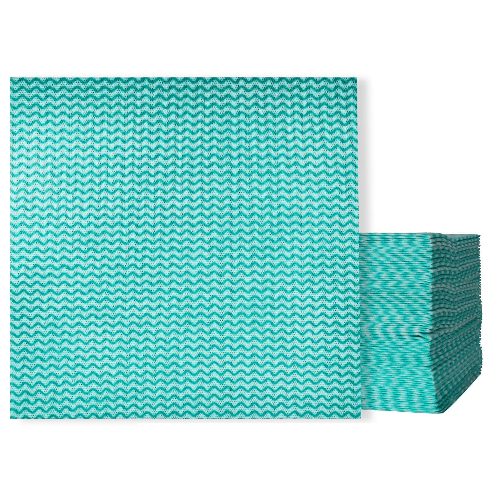 sukevitor 50 Pcs All Purpose Disposable Dish Cloths, Reusable Cleaning Cloths to Clean Surfaces for Kitchen, Bathroom, Living room, Household Cleaning (Green)