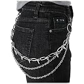 Pants Chain for Men, Rivet Punk Belt Chain Three-Layer Gothic Jean Chains Hip Hop Style Accessories Punk Wallet Chains for Men Women