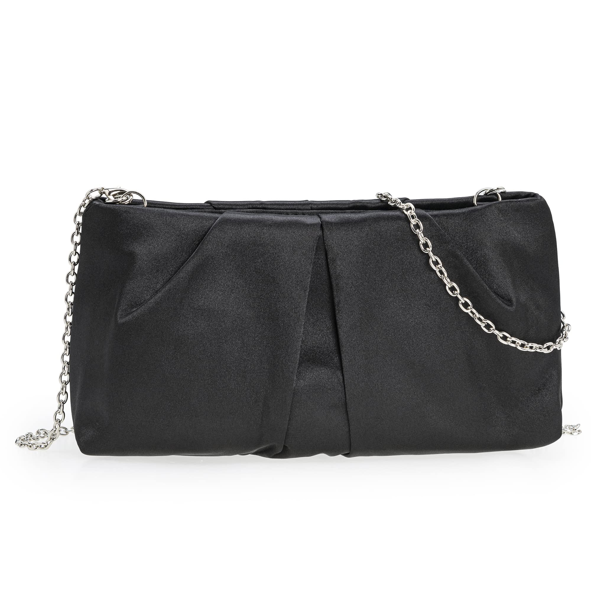 CHARMING TAILOR Evening Bag Women Wedding Party Handbag Small Dressy Formal Purse Pleated Satin Clutch