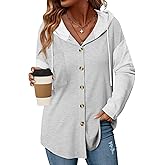 Angerella Hoodies for Women Oversized Sweatshirt Loose Fit Casual Long Sleeve Drawstring Button Hooded Fall Tops