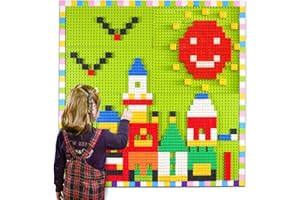 BURGKIDZ Build On Wall or Table - Customize Building Block Wall, 8 Pack (10" x 20") Self Adhesive Building Base Plate, 440 Pcs Compatible with All Major Brand Brick - Fastest Easiest DIY Fun Wall and Desk