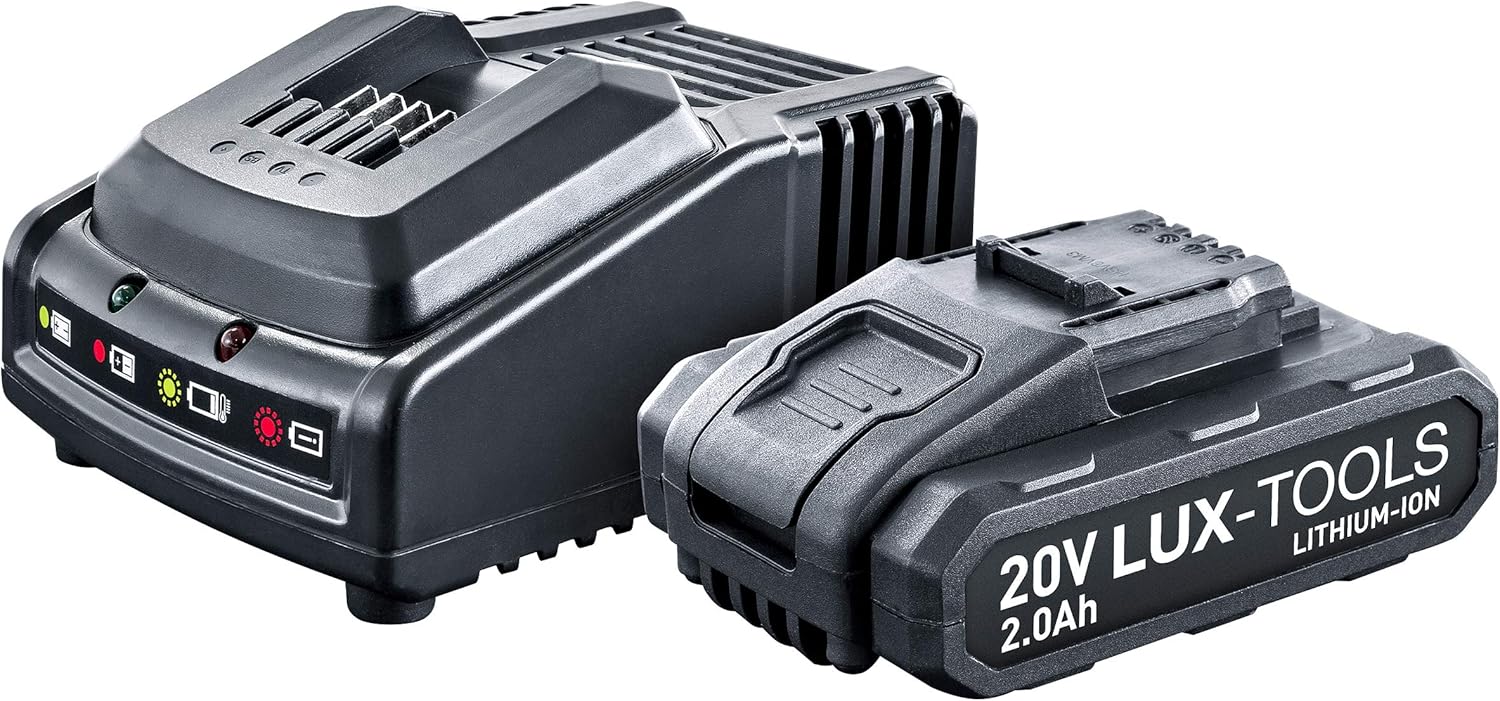 LUX-TOOLS AK-20Li/2,0 Ersatzakku-Set inkl. Ladegerät mit Lithium-Ionen ...