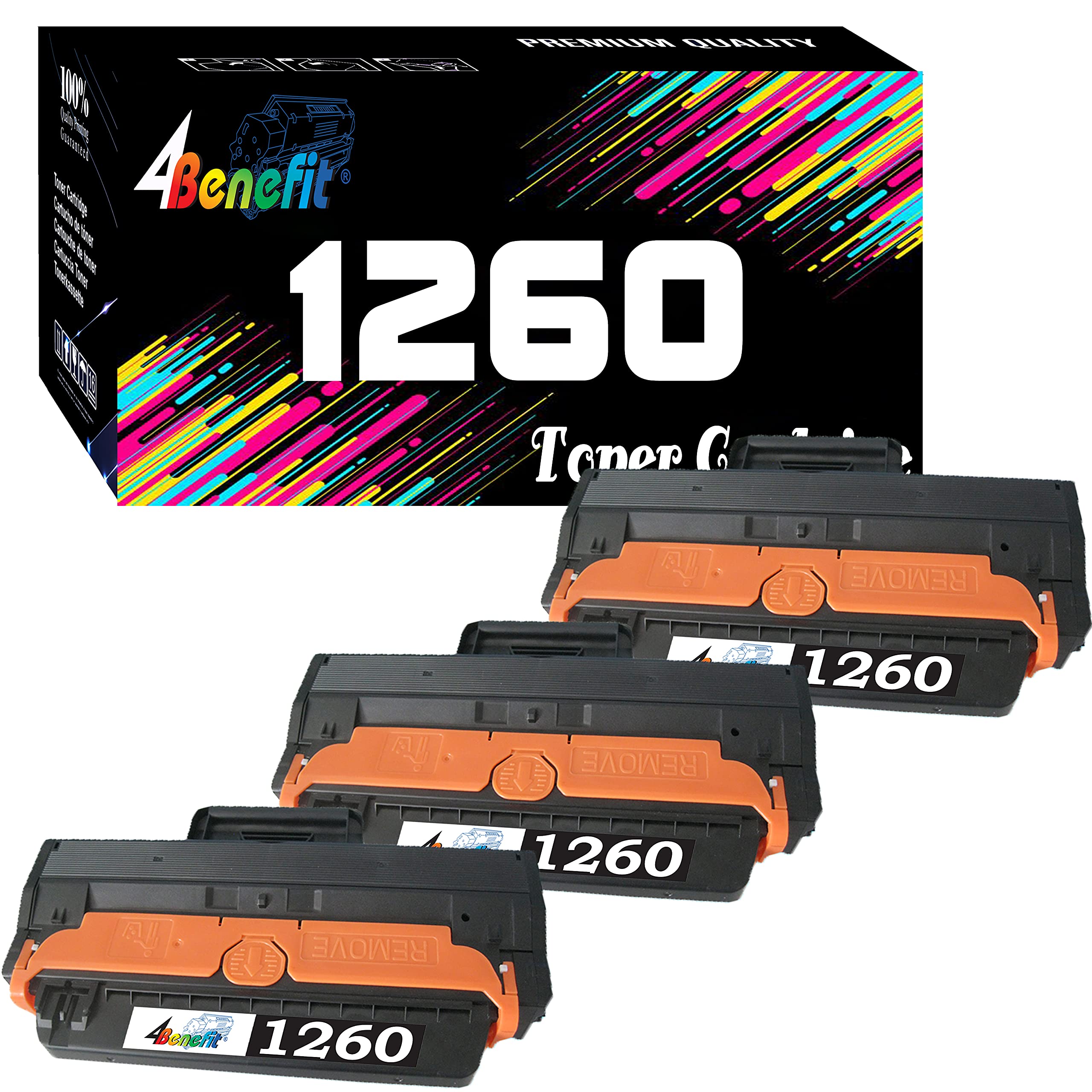 Photo 1 of Dell (Set of 3) 4Benefit Compatible Replacement 1260 B1260 B1260dn Toner Cartridge B1260 1260dn 3xToner for Used in B1260dn B1260 B1265dn B1265dnf B1265dfw Laser Printer