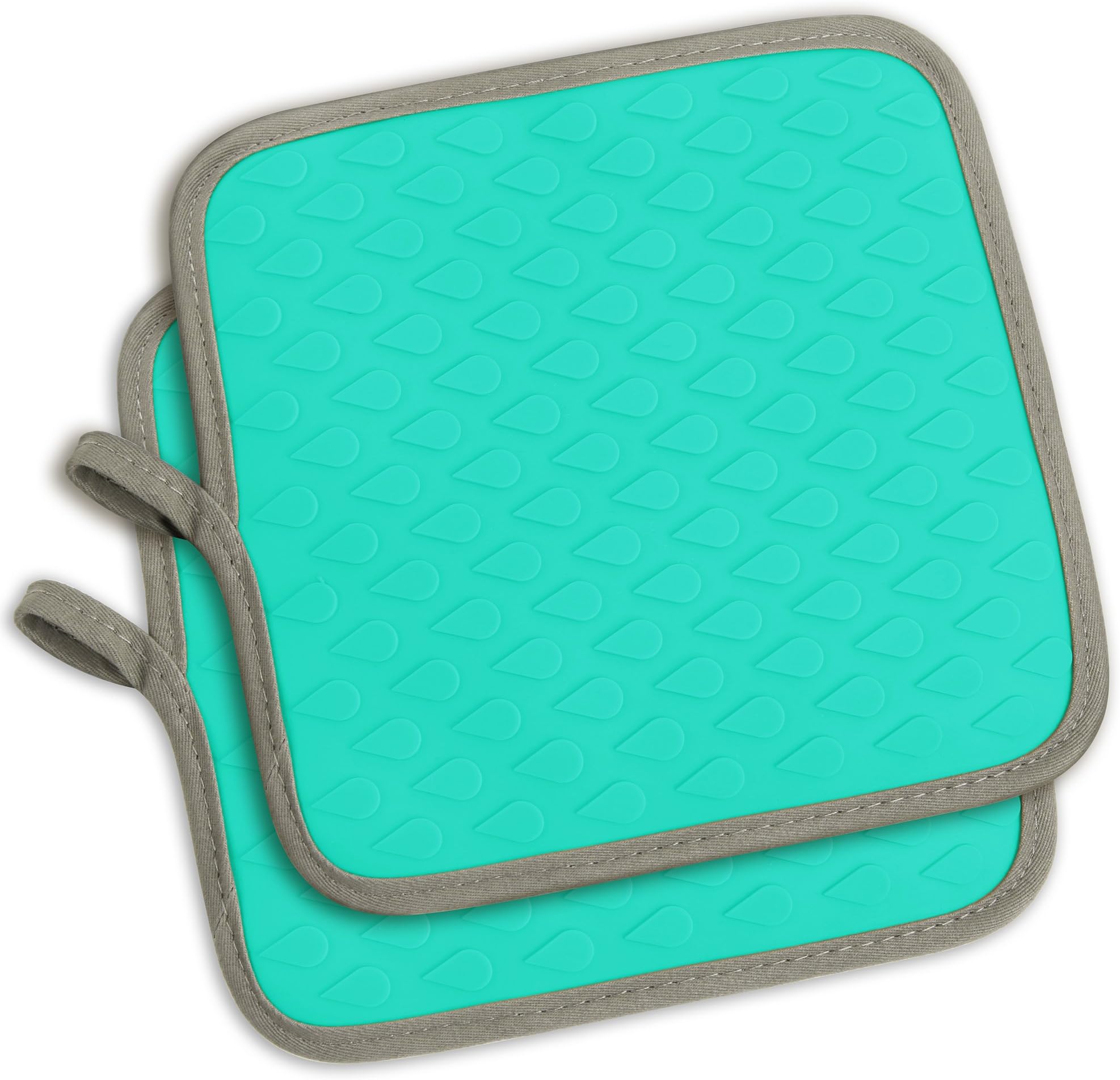 ELFRhino Pot Holder Heat Resistant Silicone Versatile Hot Mats Pads Oven Gloves Mitts Waterproof Non-slip Kitchen Mats for Cooking Potholders Grilling Baking Set of 2 Blue