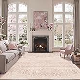 BESBLEE 8X10 Area Rugs Machine Washable Rugs for Living Room, Vintage Boho Large Rugs for Bedroom Dining Room, Non Slip Indoor Soft Distressed Lightweight Thin Low Pile Carpet, Pink