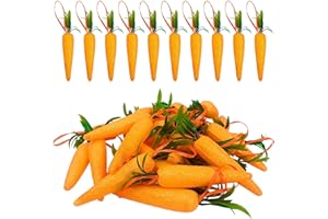 Wehhbtye 5 Inch Easter Carrot Hanging Ornaments-30PCS Artificial Spring Fall Foam Glitter Powder Carrot,Realistic Mini Thanksgiving Harvest Carrots Hanging Pendant for Tree Home Party DIY Crafts Decor