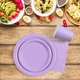 PARTY GO 96 Pcs Purple Disposable Party Tableware Set 24 Guests view 3