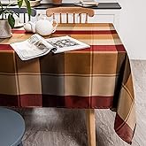 Melodieux Plaid Check Rectangle Tablecloth Holiday Party Checkered Table Cover Spill Proof Water Wrinkle Resistant Vintage Outdoor Tabletop Decoration Kitchen Dining Room, 60" x 84", Red