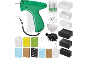 Comkrivy 7255 Pcs Tagging Gun for Clothing, Price Tag Gun for Clothes with 300 Pcs Price Tags, 5 Pcs Needles, 6048 Pcs Barbs Fasteners, 500 Pcs Safety Pins and 400 Pcs Hang Tag Strings for All Fabrics