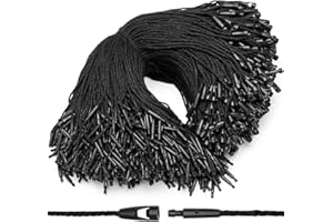 EUSOAR String for Tags, 7.7" 1000Pcs Cotton Gift Garment Price Hanging Tag Rope Snap Lock Pins Loop Fastener Hook Ties for Present Clothing Shoes Luggage Labels Attachment-Black