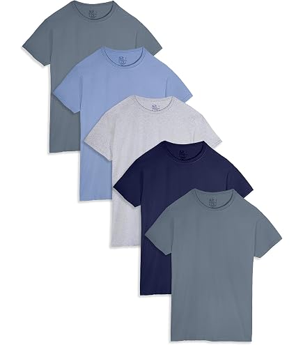 Fruit of the Loom Mens Crew T-Shirts 5 Pack - Assorted, Medium