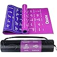 CIGOCIVI Instructional Travel Yoga Mat with 75 Poses & Exercises - Non-slip Exercise Mat for Home Workout, Includes Carrying Bag - Perfect for Beginners, 68"x24"x0.25"