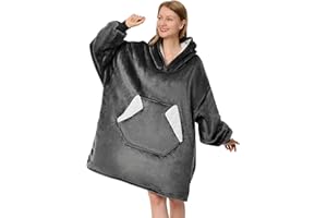 Ramees Wearable Blanket Hoodie, Oversized Sherpa Fleece Sweatshirt Blanket with Sleeves and Pockets