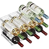 Lifewit Wine Rack for Fridge, Stackable Wine Bottle Holder with Sturdy Support Insert & Reinforced Design, Plastic Bottle Organizer for Refrigerator, Cabinet & Pantry, Clear, Holds 12 Bottles