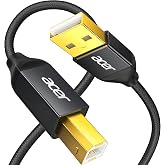 Acer Printer Cable 10ft, USB A to USB B Cable,High Speed Nylon Printer Cord | Aluminum Case &amp; Gold-Plated, USB 2.0 B Cable for HP, Canon, Brother, Samsung, Dell, Epson, Lexmark, Xerox and More