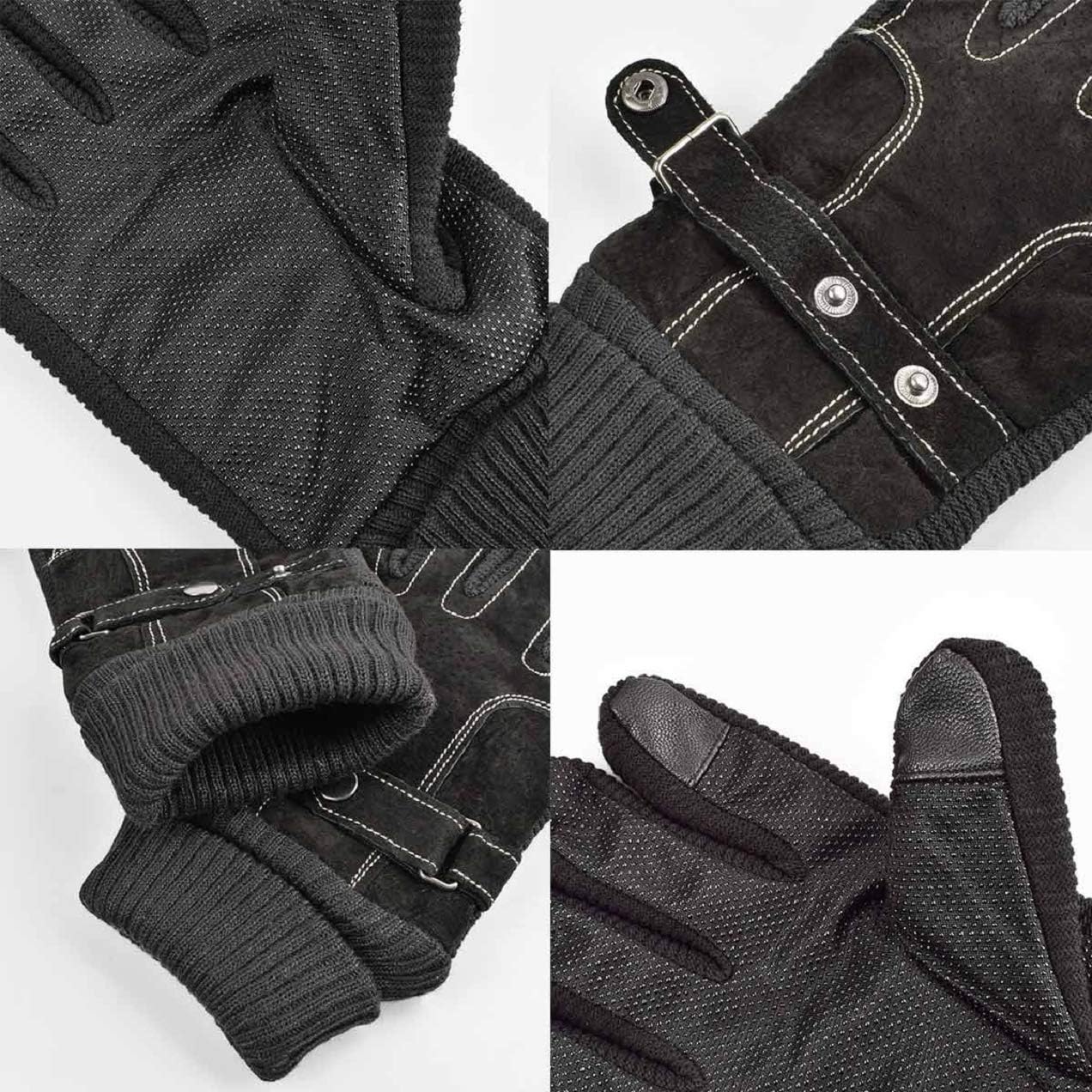 heekpek Guantes De Cuero Para Hombre Telefingers Con Forro De Cachemira