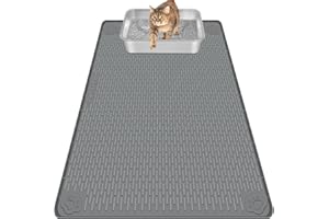 Bartuke Cat Litter Mat, Extra Large 40" x 28" Silicone Mat Litter Trapping Mat for Scatter Control, Soft on Kitty Paws, Easy to Clean (Dark Gray)