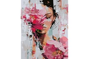 Paint by Numbers for Adults Beginners, Floral Woman Portrait Theme, 16x20 Inch, Home Wall Art Decor, Without Frame