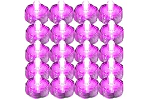 Super Bright LED Floral Tea Light Submersible Lights for Party Wedding (Pink, 20 Pack)
