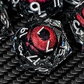 ARUOHHA DND Resin Dice Dragons Eye Dice Liquid Core Red Sharp Edged Dice Set with Gift Box, Dungeons Polyhedral D and D Dice 