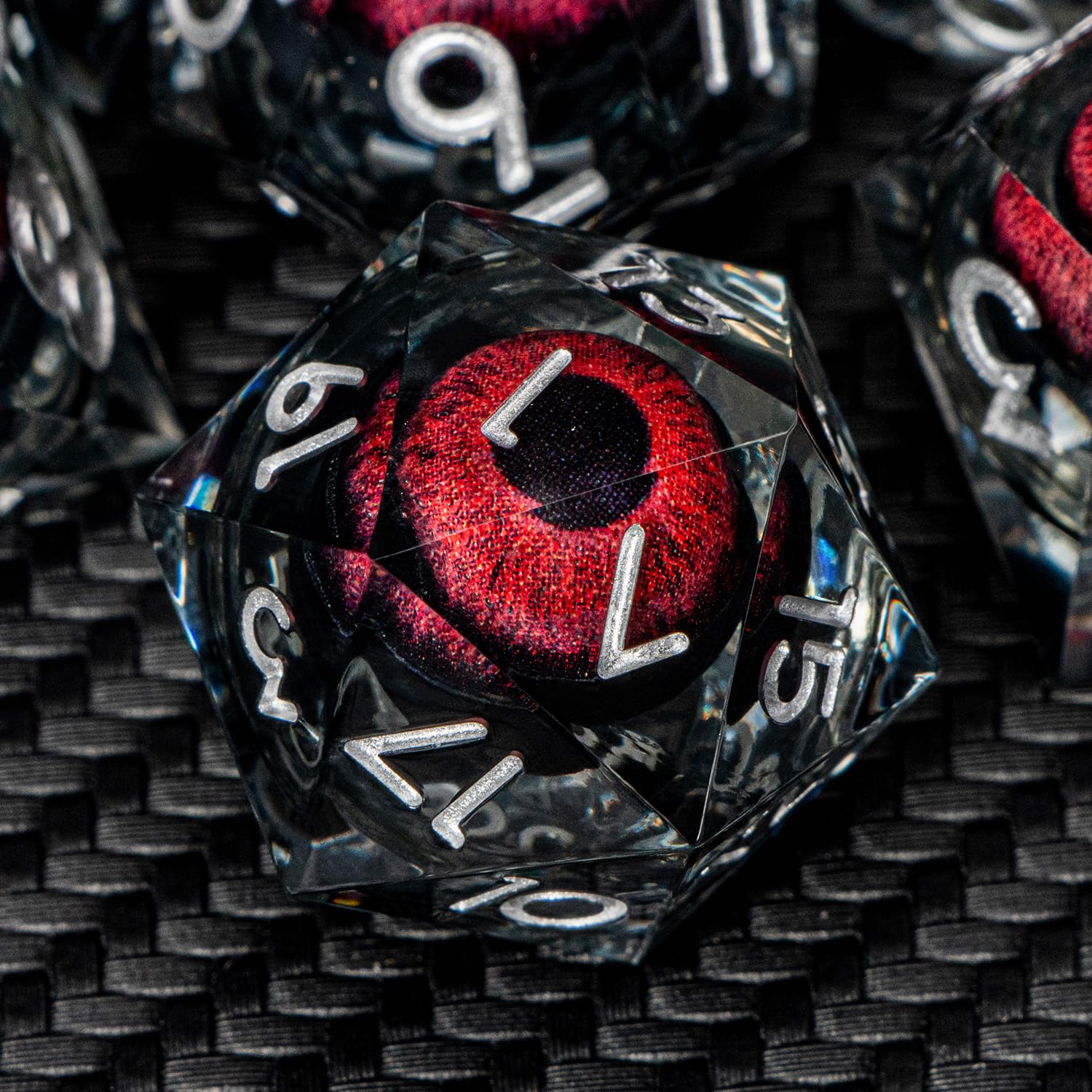 ARUOHHA DND Resin Dice Dragons Eye Dice Liquid Core Red Sharp Edged Dice Set with Gift Box, Dungeons Polyhedral D and D Dice Set Role Playing Game D20 D12 D10 D8 D6 D4 — image 1